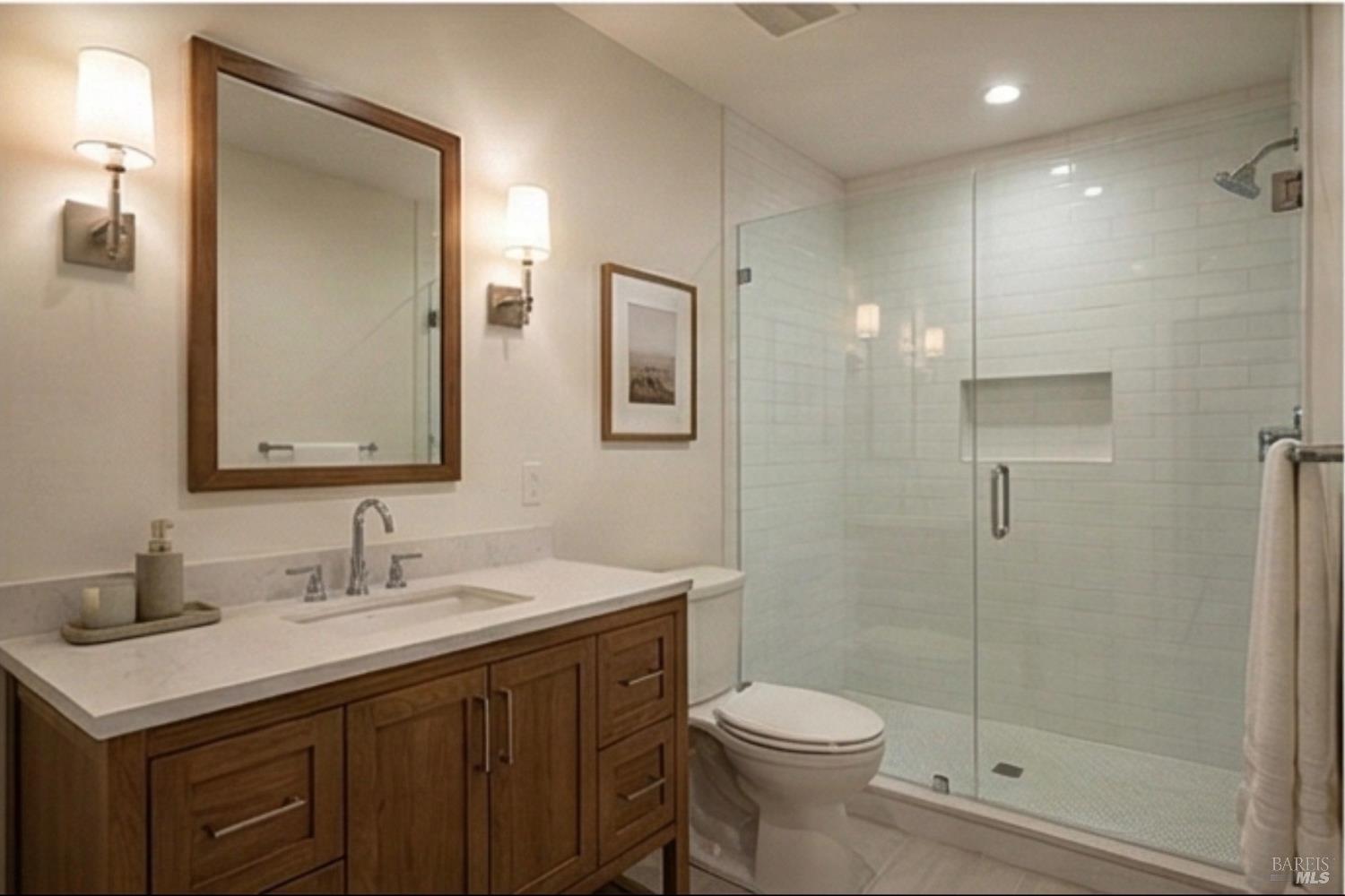 14670 Midland Road Castro Valley, CA 94578 - Photo 16 of 30 a bathroom with a sink a toilet and shower