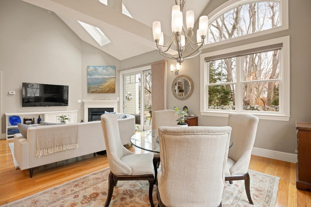 23 Courtyard Place, Unit 23 Lexington, MA 02420 - Photo 7 of 28 a living room with fireplace furniture and a flat screen tv