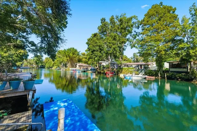 a view of a lake with houses