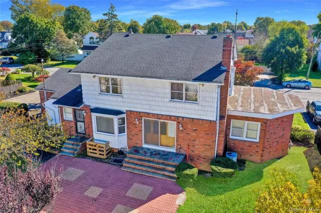an aerial view of a house