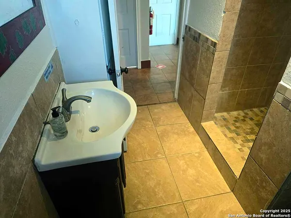 a bathroom with a shower