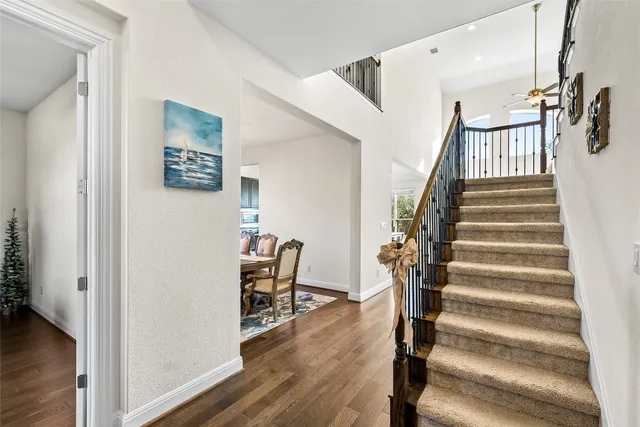 a view of entryway with wooden floor