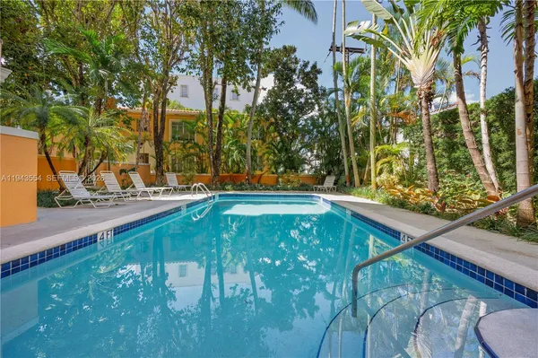 a view of swimming pool with a yard