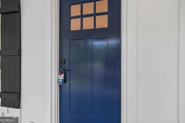 a view of balcony with wooden floor