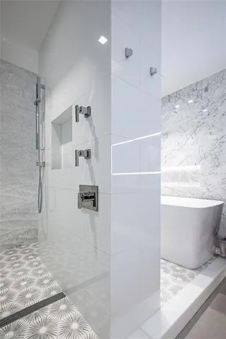 a view of hallway with a mirror