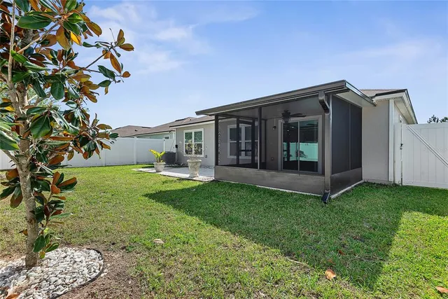 a view of a house with a backyard