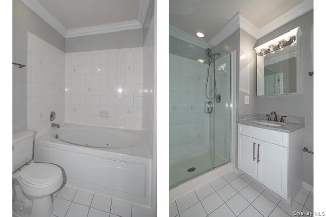 69 Overlook Drive, Unit 69 Farmingville, NY 11738 - Photo 13 of 16 a bathroom with a granite countertop sink a toilet and shower