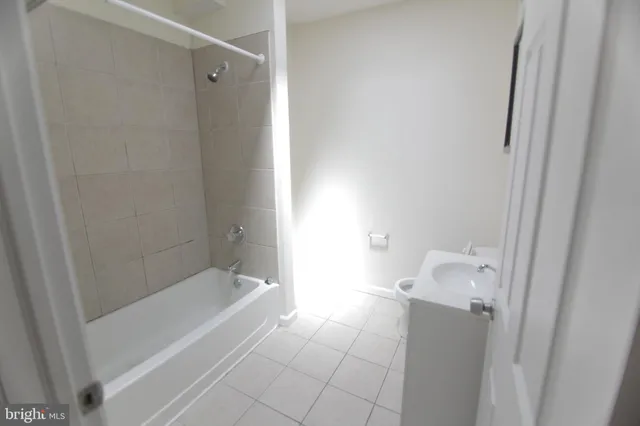 a bathroom with a bathtub