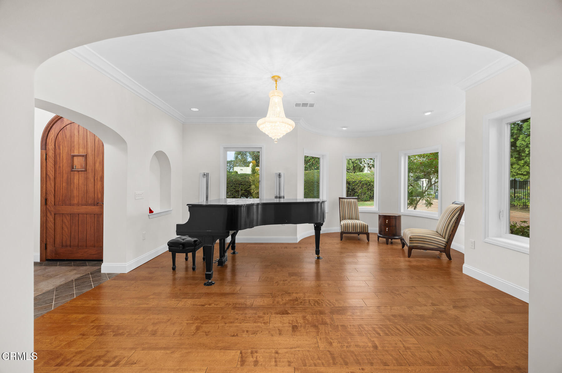 450 Allendale Road Pasadena, CA 91106 - Photo 12 of 57 a living room with furniture a window and a chandelier
