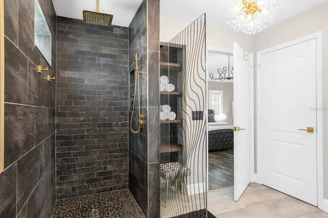 a bathroom with a shower