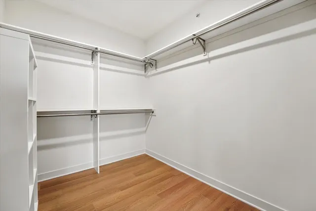 a view of an empty walk in closet