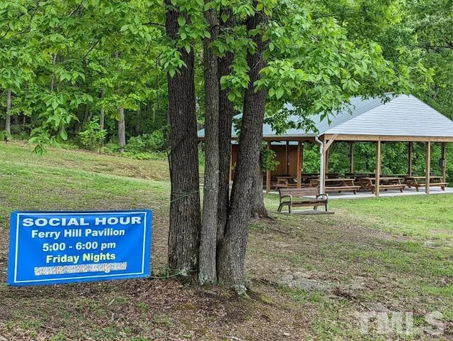 a view of a park with a slide