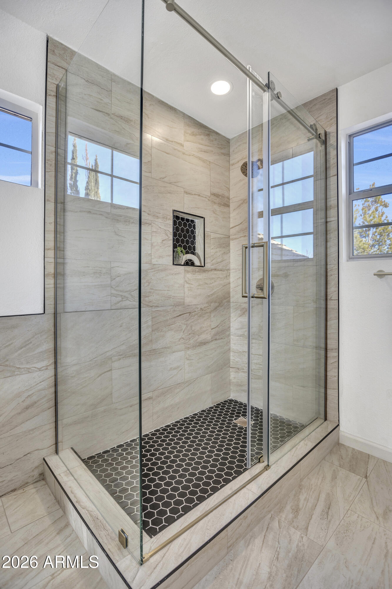 115 Stone Way Sedona, AZ 86351 - Photo 30 of 61 a bathroom with a shower and a mirror