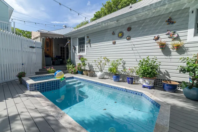 a building outdoor space with patio furniture