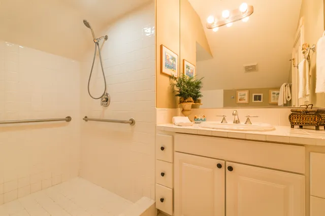 a view of a patio with a swimming pool