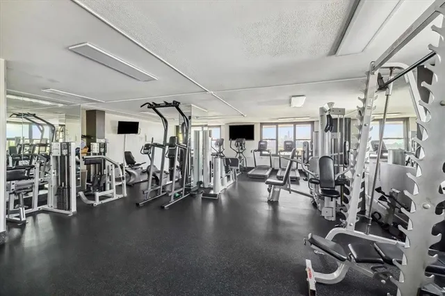 a view of a room with gym equipment