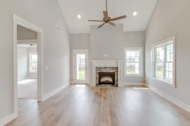 an entryway with staircase