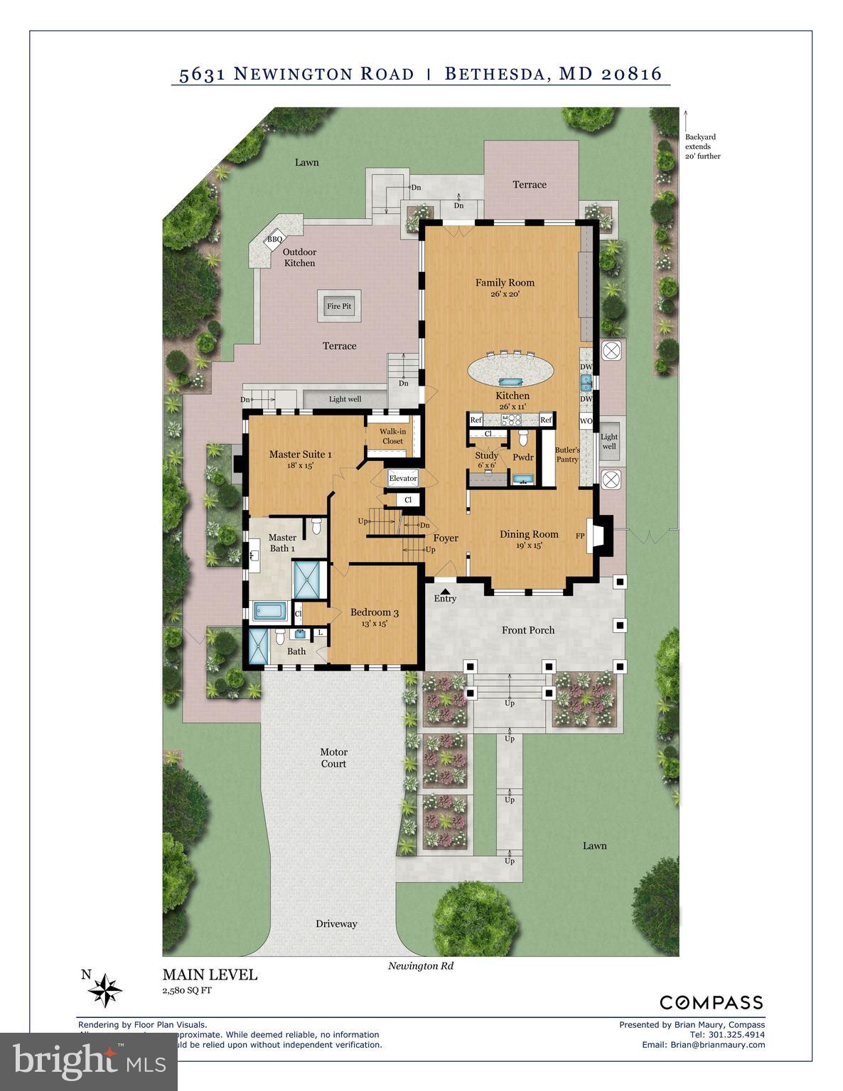 5631 Newington Road Bethesda, MD 20816 - Photo 95 of 96 Main/upper floor plan. Rear yard extends beyond.
