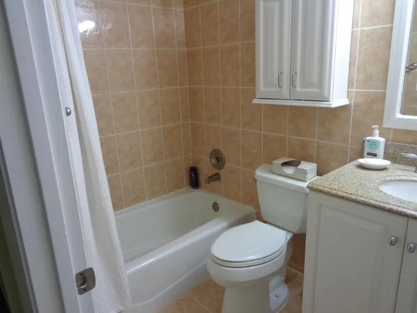 a white toilet sitting next to a bath tub
