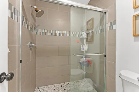 a bathroom with a shower