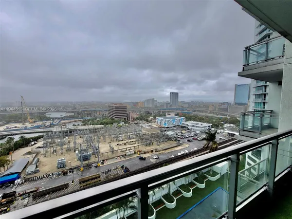 a city view from a balcony