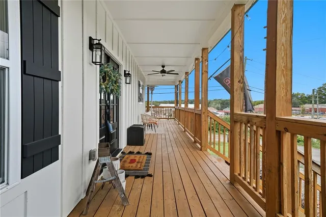 a view of balcony with furniture