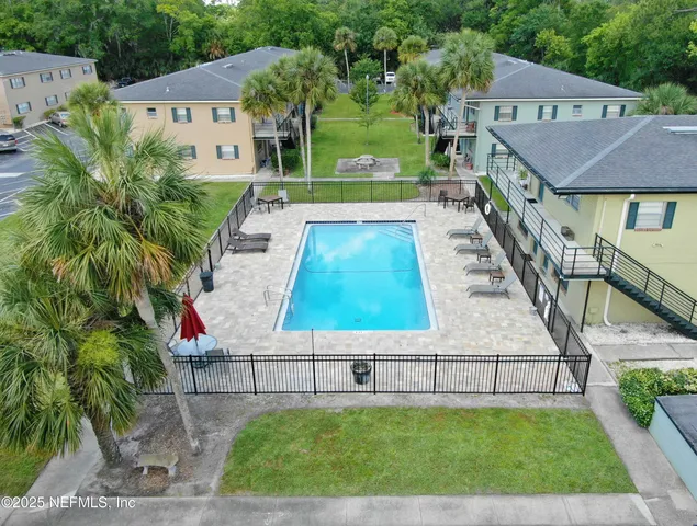 an aerial view of a house