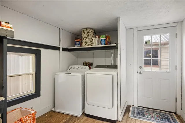 a view of a bench in the patio