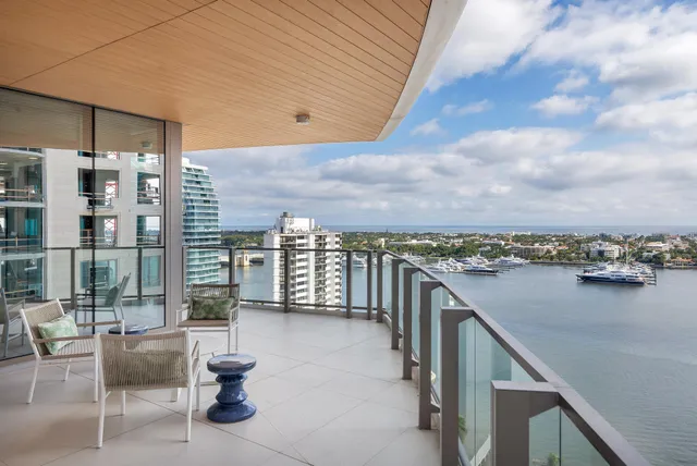 a view of a lake and a city