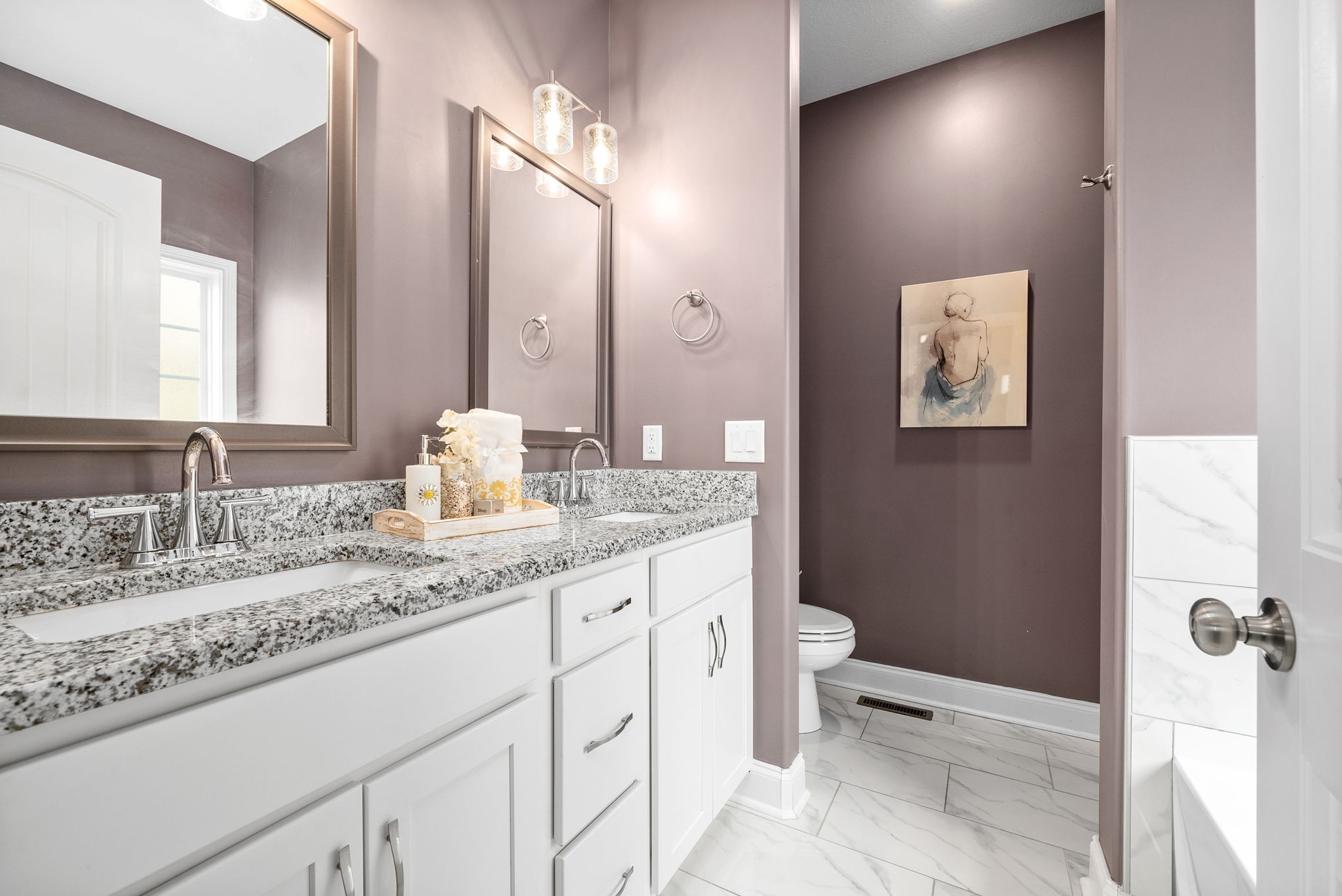 2251 Allen-Griffey Road Clarksville, TN 37042 - Photo 19 of 31 a bathroom with a granite countertop sink a toilet and a mirror