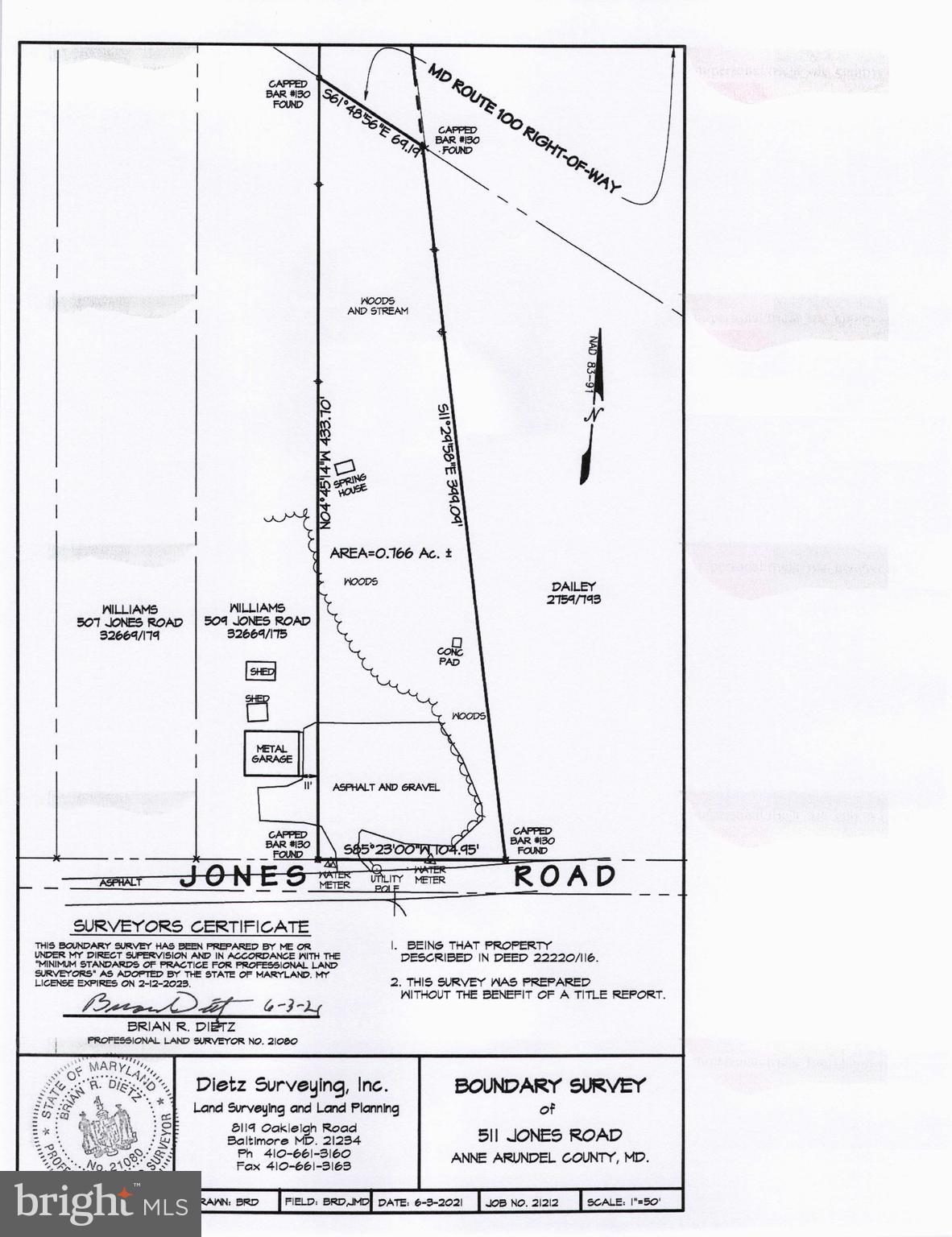 Survey of Property Dark outlined area
