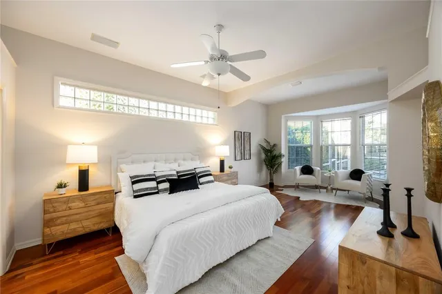 an aerial view of a house with a lake view