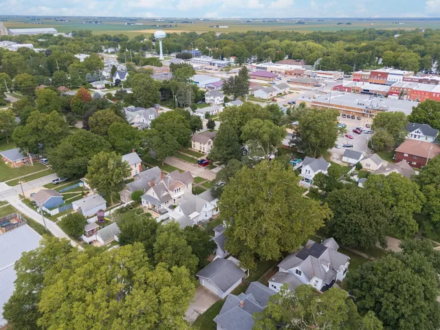 an aerial view of multiple house
