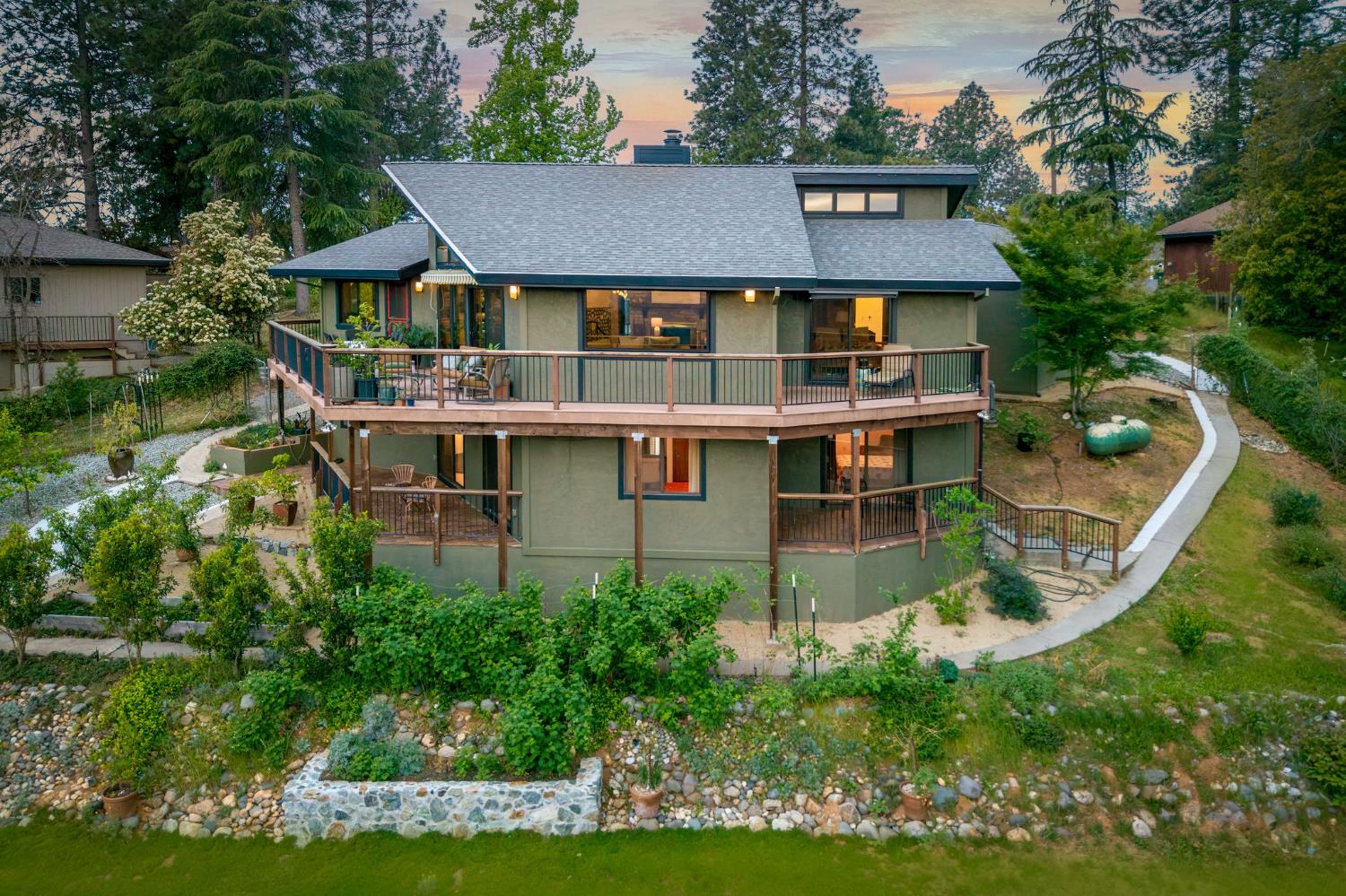 16105 John Way Grass Valley, CA 95949 - Photo 56 of 71 a aerial view of a house with swimming pool and garden