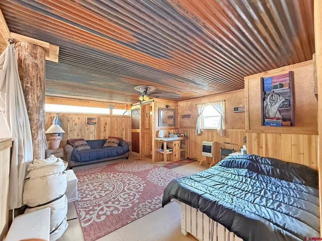 a living room with a couch and a table