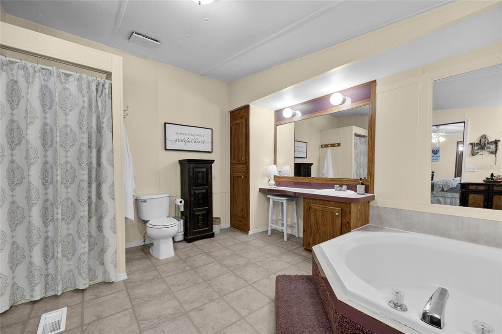 3639 Northeast 80th Avenue High Springs, FL 32643 - Photo 16 of 35 a large bathroom with a tub a sink and a large mirror