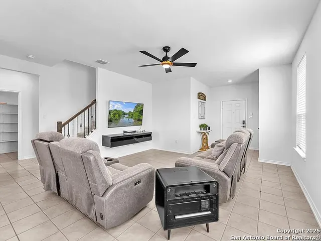 a living room with furniture