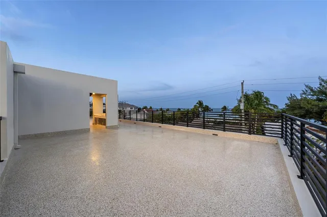 a view of a terrace with sky view