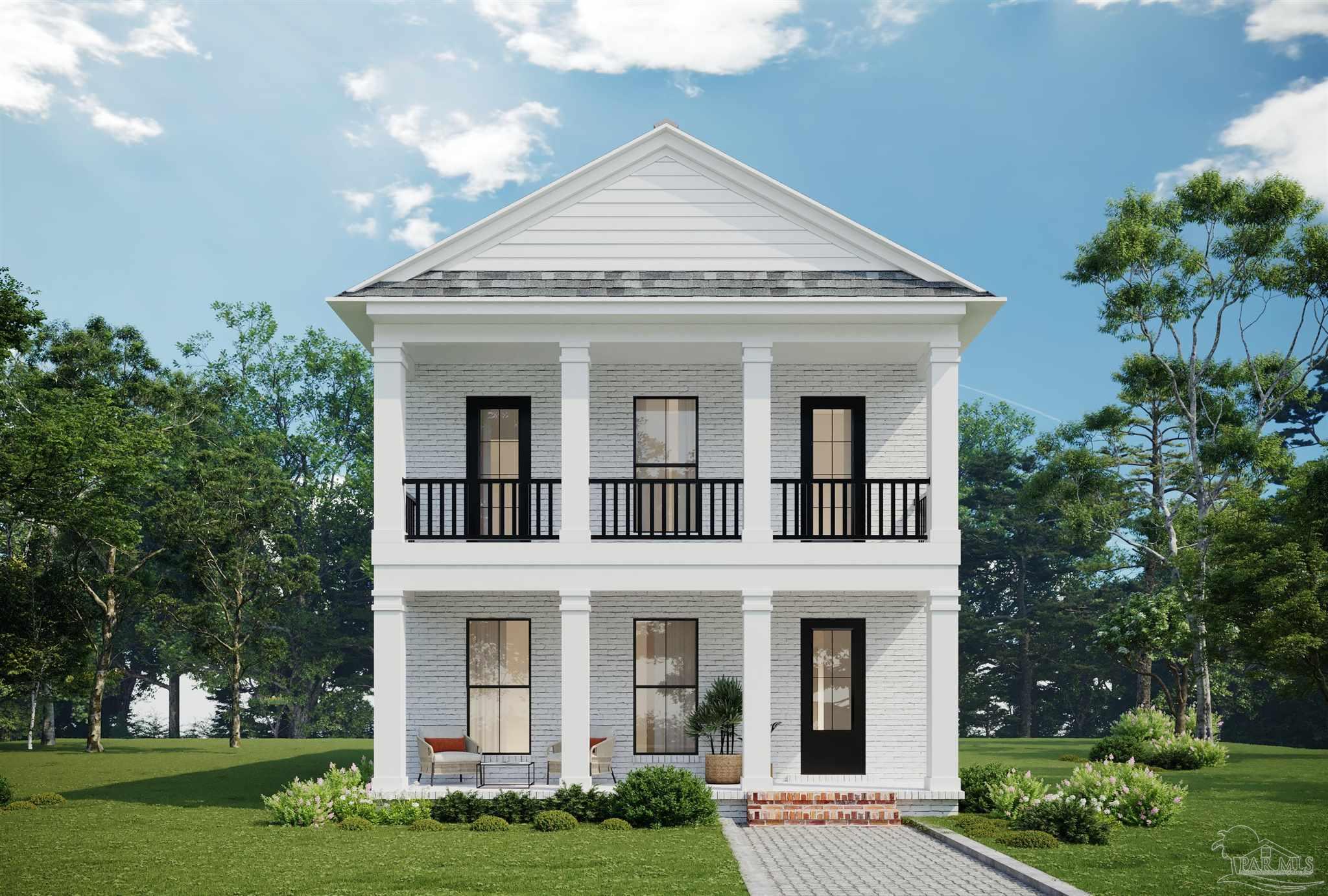 front view of a house with a yard