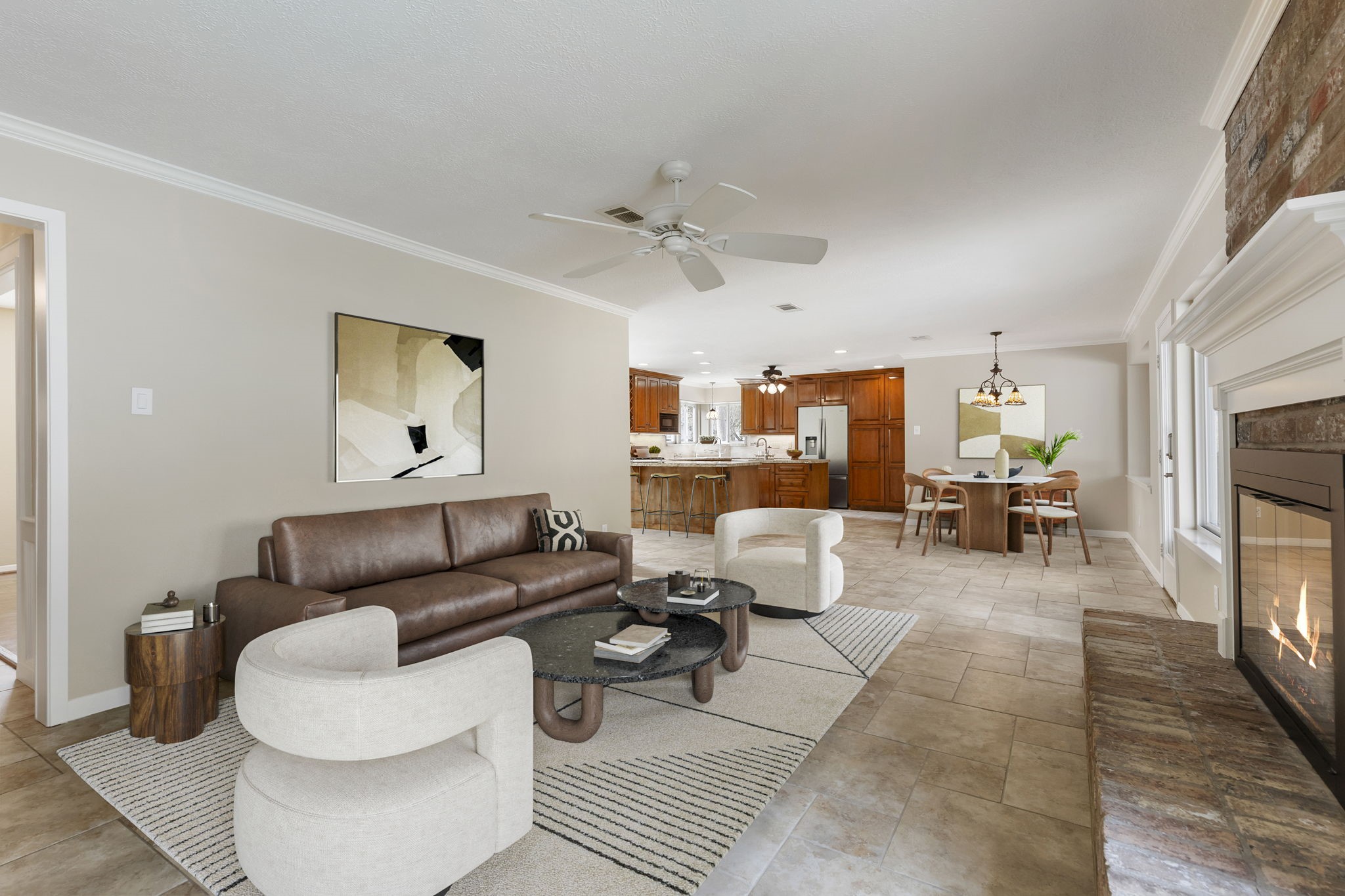 6414 Hickorycrest Drive Spring, TX 77389 - Photo 15 of 49 a living room with furniture and a fireplace