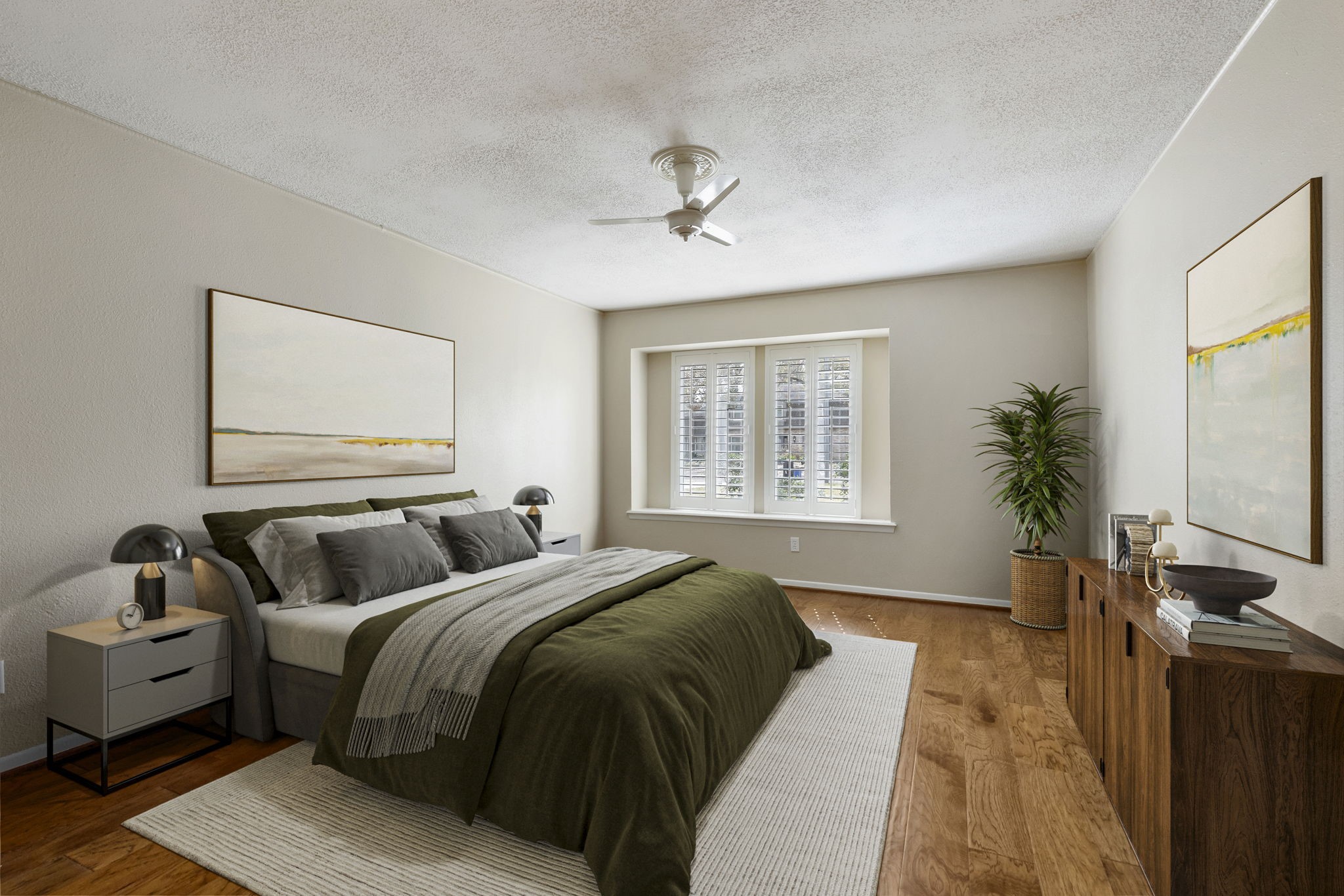 6414 Hickorycrest Drive Spring, TX 77389 - Photo 18 of 49 a bedroom with a bed and wooden floor