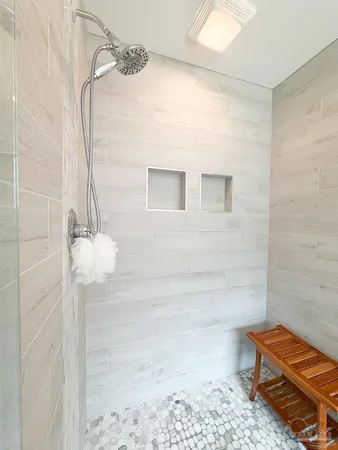 a bathroom with a shower