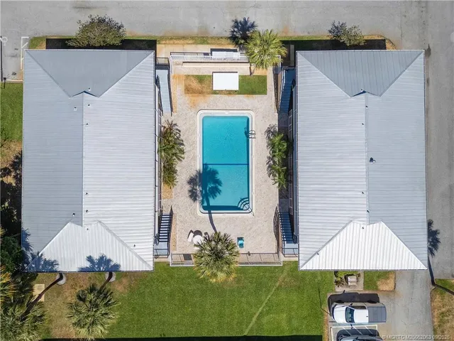 an aerial view of a house