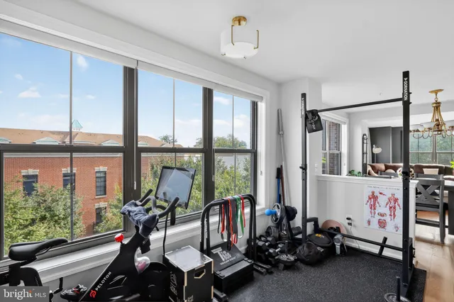 a view of a room with gym equipment