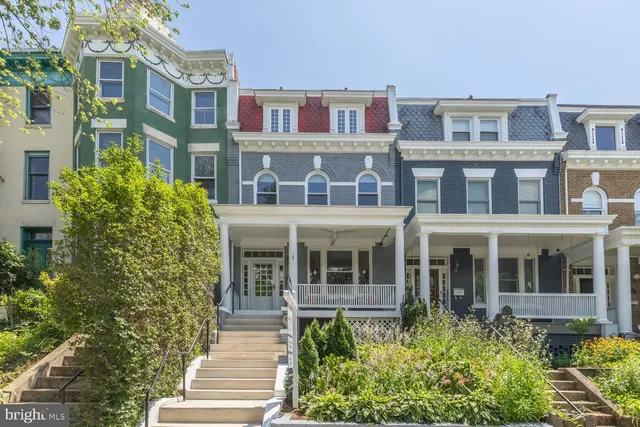 a front view of a multi story building