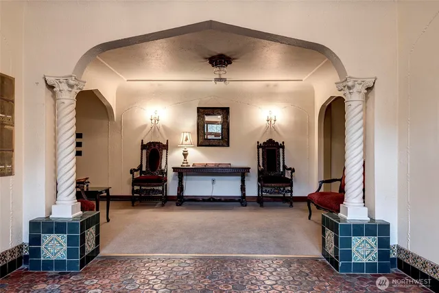 a view of a bedroom from a hallway