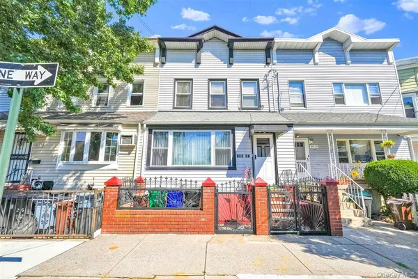 a front view of a building with street