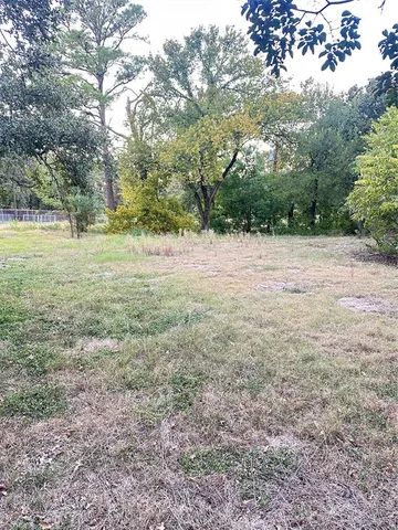 a view of dirt field with trees
