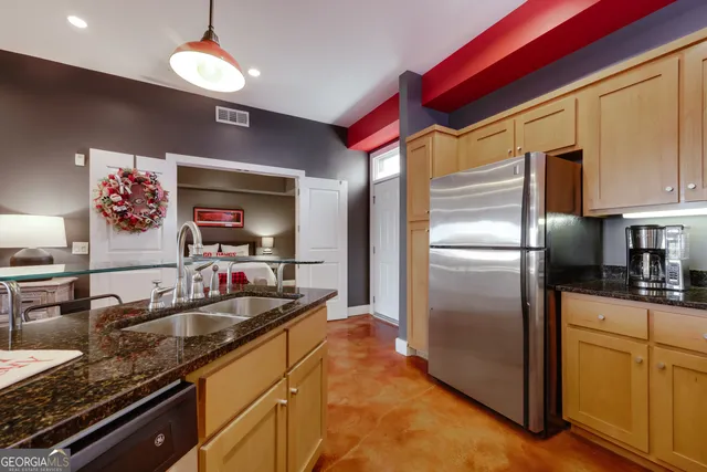 a view of a dining area with furniture