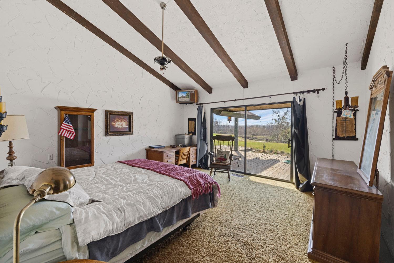 3270 Jackson Valley Road Ione, CA 95640 - Photo 18 of 34 a bedroom with a bed and glass door